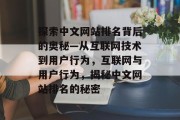 探索中文网站排名背后的奥秘—从互联网技术到用户行为，互联网与用户行为，揭秘中文网站排名的秘密