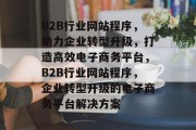 B2B行业网站程序，助力企业转型升级，打造高效电子商务平台，B2B行业网站程序，企业转型升级的电子商务平台解决方案