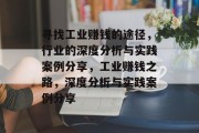 寻找工业赚钱的途径,行业的深度分析与实践案例分享,工业赚钱之路,深度分析与实践案例分享 寻找工业赚钱的途径,行业的深度分析与实践案例分享,工业赚钱之路,深度分析与实践案例分享