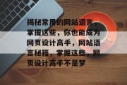 揭秘常用的网站语言，掌握这些，你也能成为网页设计高手，网站语言秘籍，掌握这些，网页设计高手不是梦