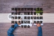 揭秘易语言刷网站流量的秘密，效果显著，操作简便，易语言轻松刷网站流量秘籍，高效便捷，一学即会