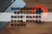 揭秘网站流量购买攻略，哪里可以买到高质量网站流量？网站流量购买全攻略，揭秘优质流量获取途径