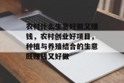 农村什么生意好做又赚钱，农村创业好项目，种植与养殖结合的生意既赚钱又好做