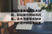 网站流量暴涨的五大秘籍，轻松提升网站访问量，五大流量增长秘诀，轻松提升网站访问量