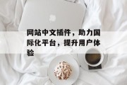 网站中文插件,助力国际化平台,提升用户体验 网站中文插件,助力国际化平台,提升用户体验