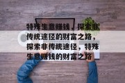 特殊生意赚钱,探索非传统途径的财富之路,探索非传统途径,特殊生意赚钱的财富之路 特殊生意赚钱,探索非传统途径的财富之路,探索非传统途径,特殊生意赚钱的财富之路