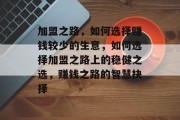 加盟之路,如何选择赚钱较少的生意,如何选择加盟之路上的稳健之选,赚钱之路的智慧抉择 加盟之路,如何选择赚钱较少的生意,如何选择加盟之路上的稳健之选,赚钱之路的智慧抉择