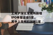 上周沪深北交易所新增IPO申报企业5家,其中上交所科创板1家 上周沪深北交易所新增IPO申报企业5家,其中上交所科创板1家