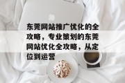 东莞网站推广优化的全攻略，专业策划的东莞网站优化全攻略，从定位到运营