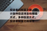 投资者的财富之路,探讨各种投资项目和赚钱方式,多种投资方式,投资者财富之路探索 投资者的财富之路,探讨各种投资项目和赚钱方式,多种投资方式,投资者财富之路探索