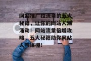 网站推广拉流量的五大秘籍，让你的网站人潮涌动！网站流量倍增攻略，五大秘籍助你网站人气爆棚！