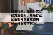 暖通行业,盈利与就业的双重密码,暖通行业的盈利与就业双密码,新的机会和挑战