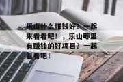 乐山什么赚钱好?一起来看看吧!,乐山哪里有赚钱的好项目?一起看看吧!
