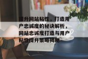 提升网站粘性，打造用户忠诚度的秘诀解析，网站忠诚度打造与用户粘性提升策略揭秘