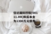 信达国际控股(00111.HK)购买本金为1300万元债券 信达国际控股(00111.HK)购买本金为1300万元债券