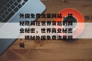 外国免费流量网站,揭秘隐藏在世界背后的商业秘密,世界商业秘密,揭秘外国免费流量网站 外国免费流量网站,揭秘隐藏在世界背后的商业秘密,世界商业秘密,揭秘外国免费流量网站