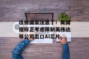 这些国家注意了!美国据称正考虑限制英伟达等公司出口AI芯片 这些国家注意了!美国据称正考虑限制英伟达等公司出口AI芯片