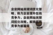 企业网站关键词优化策略，助力企业提升在线竞争力，企业网站关键词优化攻略，解锁在线竞争力新篇章