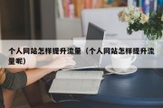 个人网站怎样提升流量（个人网站怎样提升流量呢）
