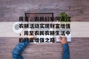 周至,农民们如何通过农耕活动实现财富增值,周至农民农耕生活中的财富增值之路 周至,农民们如何通过农耕活动实现财富增值,周至农民农耕生活中的财富增值之路