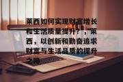 莱西如何实现财富增长和生活质量提升?,莱西,以创新和勤奋追求财富与生活品质的提升之路