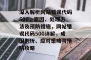 深入解析网站错误代码500，原因、处理方法及预防措施，网站错误代码500详解，成因剖析、应对策略与预防攻略
