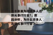 二十年来为何许多人选择从事IT行业?,原因分析,为什么许多人选择从事IT行业