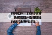 如何选择一个赚钱项目,快速识别并投资赚钱的新兴市场和趋势 如何选择一个赚钱项目,快速识别并投资赚钱的新兴市场和趋势