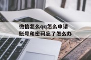 微信怎么qq怎么申请账号和密码忘了怎么办