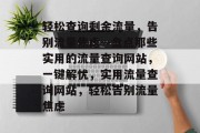 轻松查询剩余流量，告别流量焦虑—盘点那些实用的流量查询网站，一键解忧，实用流量查询网站，轻松告别流量焦虑