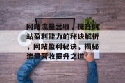 网站流量营收，提升网站盈利能力的秘诀解析，网站盈利秘诀，揭秘流量营收提升之道