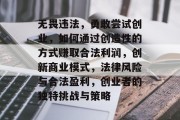 无畏违法,勇敢尝试创业,如何通过创造性的方式赚取合法利润,创新商业模式,法律风险与合法盈利,创业者的独特挑战与策略 无畏违法,勇敢尝试创业,如何通过创造性的方式赚取合法利润,创新商业模式,法律风险与合法盈利,创业者的独特挑战与策略