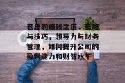老总的赚钱之道，策略与技巧，领导力与财务管理，如何提升公司的盈利能力和财智水平