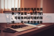 临邑适合做的项目有很多。下面是一些热门的、可能有利润可赚的领域。,可以考虑做项目的例子,