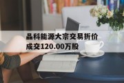 晶科能源大宗交易折价成交120.00万股 晶科能源大宗交易折价成交120.00万股