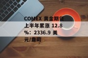 COMEX 黄金期货上半年累涨 12.8%:2336.9 美元/盎司 COMEX 黄金期货上半年累涨 12.8%:2336.9 美元/盎司