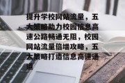 提升学校网站流量，五大策略助力校园信息高速公路畅通无阻，校园网站流量倍增攻略，五大策略打造信息高速通道