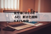 优宁维(301166.SZ):累计已回购0.41%股份 优宁维(301166.SZ):累计已回购0.41%股份