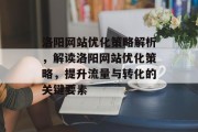 洛阳网站优化策略解析，解读洛阳网站优化策略，提升流量与转化的关键要素