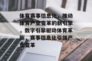 体育赛事信息化，推动体育产业变革的新引擎，数字引擎驱动体育革新，赛事信息化引领产业变革