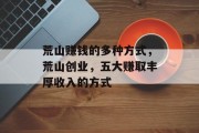 荒山赚钱的多种方式,荒山创业,五大赚取丰厚收入的方式 荒山赚钱的多种方式,荒山创业,五大赚取丰厚收入的方式