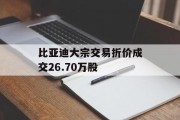 比亚迪大宗交易折价成交26.70万股 比亚迪大宗交易折价成交26.70万股