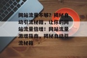 网站流量不够？揭秘自动引流秘籍，让你的网站流量倍增！网站流量激增指南，揭秘自动引流秘籍