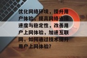 优化网络环境，提升用户体验，提高网络连接速度与稳定性，改善用户上网体验，加速互联网，如何通过技术提升用户上网体验？