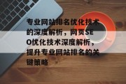 专业网站排名优化技术的深度解析，网页SEO优化技术深度解析，提升专业网站排名的关键策略