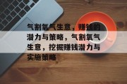 气割氧气生意,赚钱的潜力与策略,气割氧气生意,挖掘赚钱潜力与实施策略 气割氧气生意,赚钱的潜力与策略,气割氧气生意,挖掘赚钱潜力与实施策略