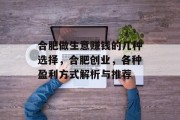 合肥做生意赚钱的几种选择,合肥创业,各种盈利方式解析与推荐