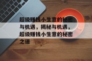 超级赚钱小生意的秘密与机遇,揭秘与机遇,超级赚钱小生意的秘密之道 超级赚钱小生意的秘密与机遇,揭秘与机遇,超级赚钱小生意的秘密之道