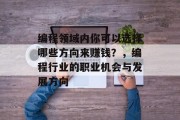 编程领域内你可以选择哪些方向来赚钱?,编程行业的职业机会与发展方向 编程领域内你可以选择哪些方向来赚钱?,编程行业的职业机会与发展方向