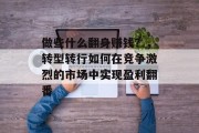 做些什么翻身赚钱?,转型转行如何在竞争激烈的市场中实现盈利翻番 做些什么翻身赚钱?,转型转行如何在竞争激烈的市场中实现盈利翻番